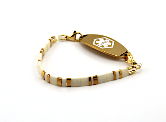 Golden Ivory Stretch Medical ID Bracelet