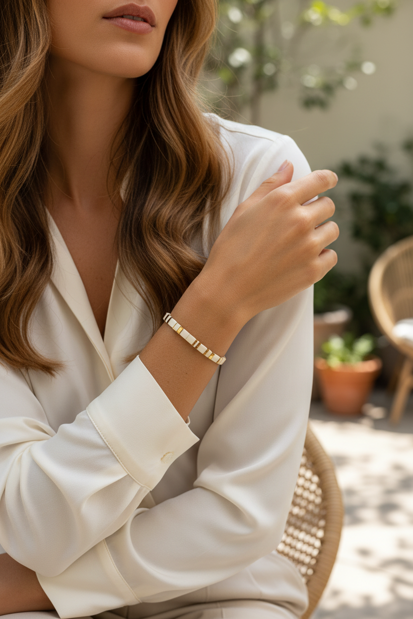 Golden Ivory Stretch Medical ID Bracelet