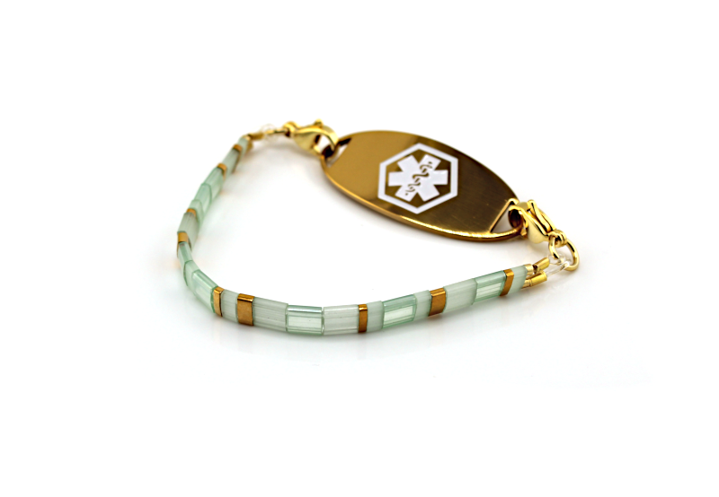 Seafoam & Gold Stretch Medical ID Bracelet