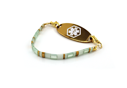 Seafoam & Gold Stretch Medical ID Bracelet
