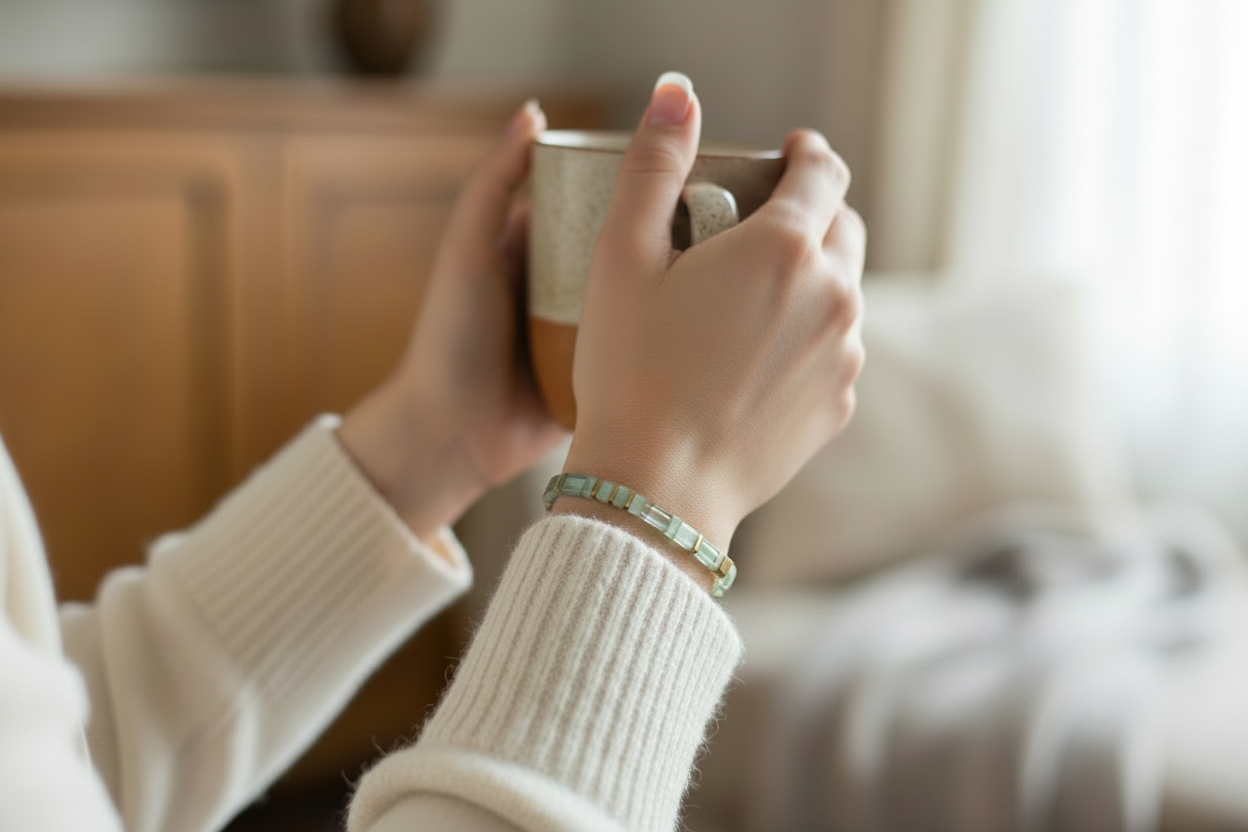 Seafoam & Gold Stretch Medical ID Bracelet