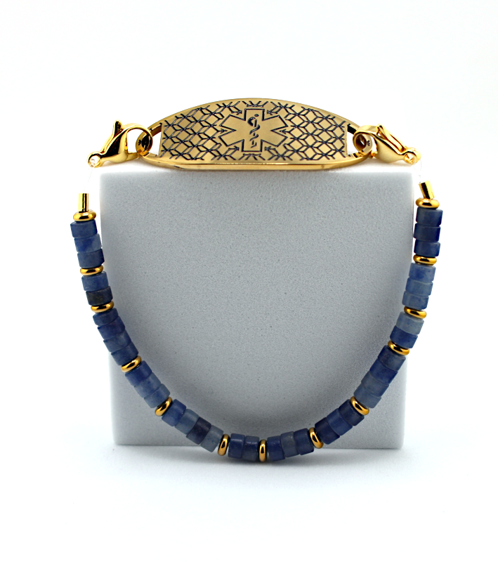 Blue Aura Stretch Medical ID Bracelet