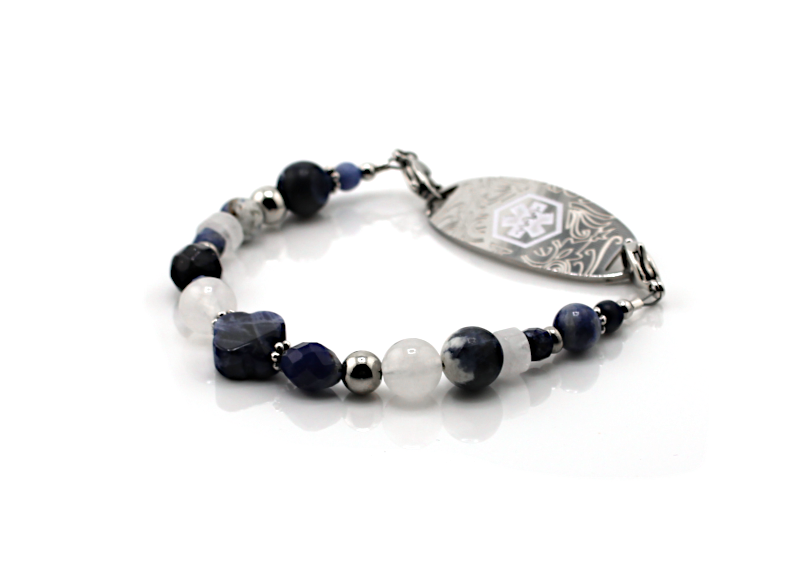 Sodalite Clover Medical ID Bracelet