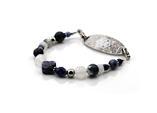 Sodalite Clover Medical ID Bracelet