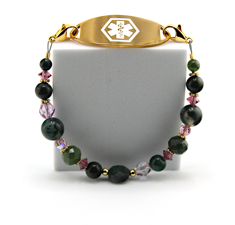 Moss & Amethyst Medical ID Bracelet