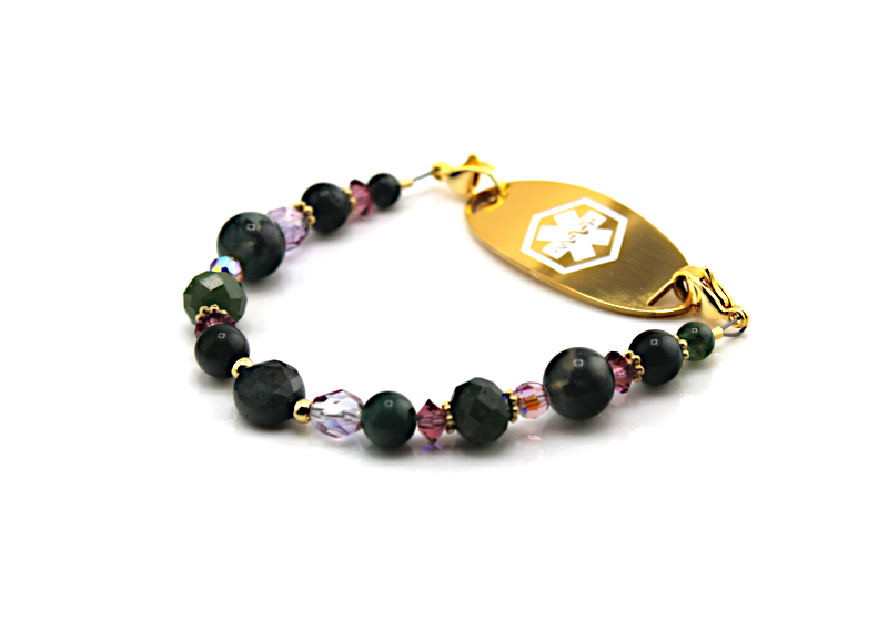 Moss & Amethyst Medical ID Bracelet