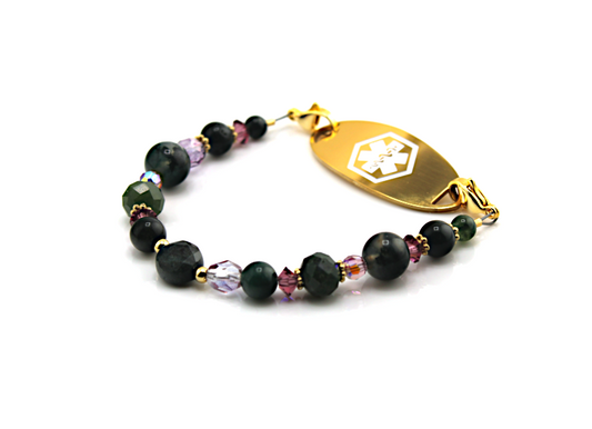 Moss & Amethyst Medical ID Bracelet