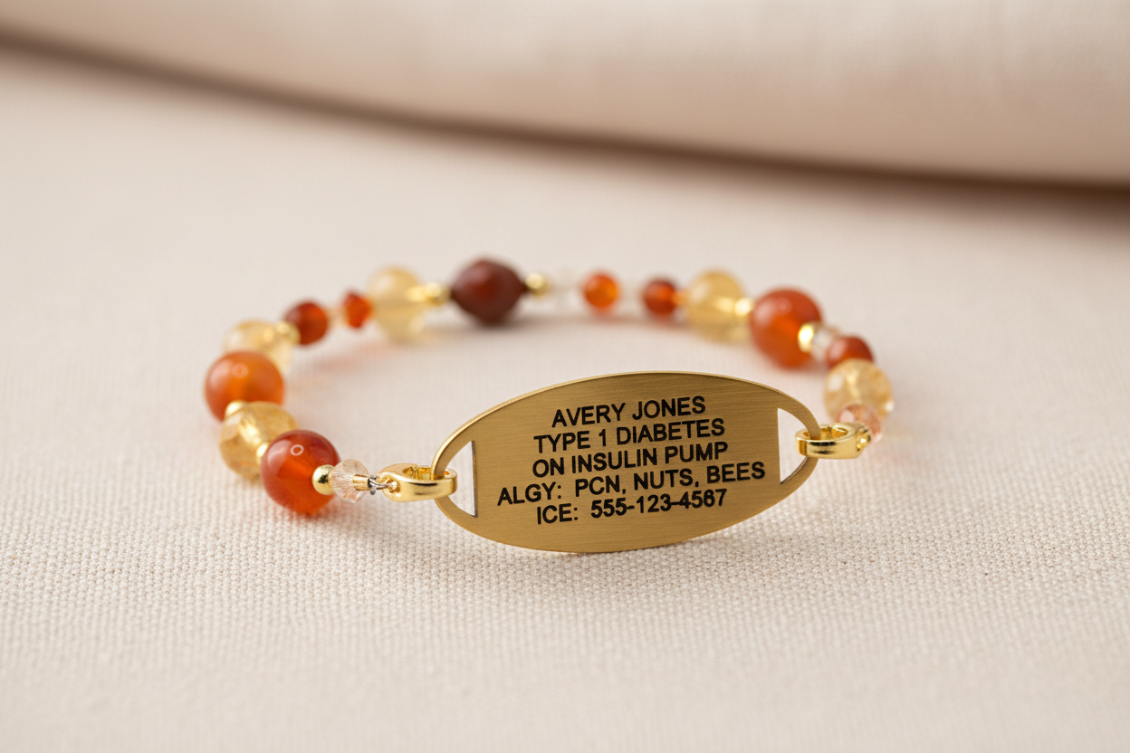 Golden Ember Medical ID Bracelet