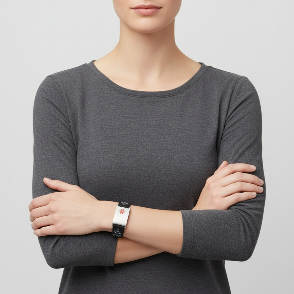 Black & Gray Metro Silicone Medical ID Bracelet