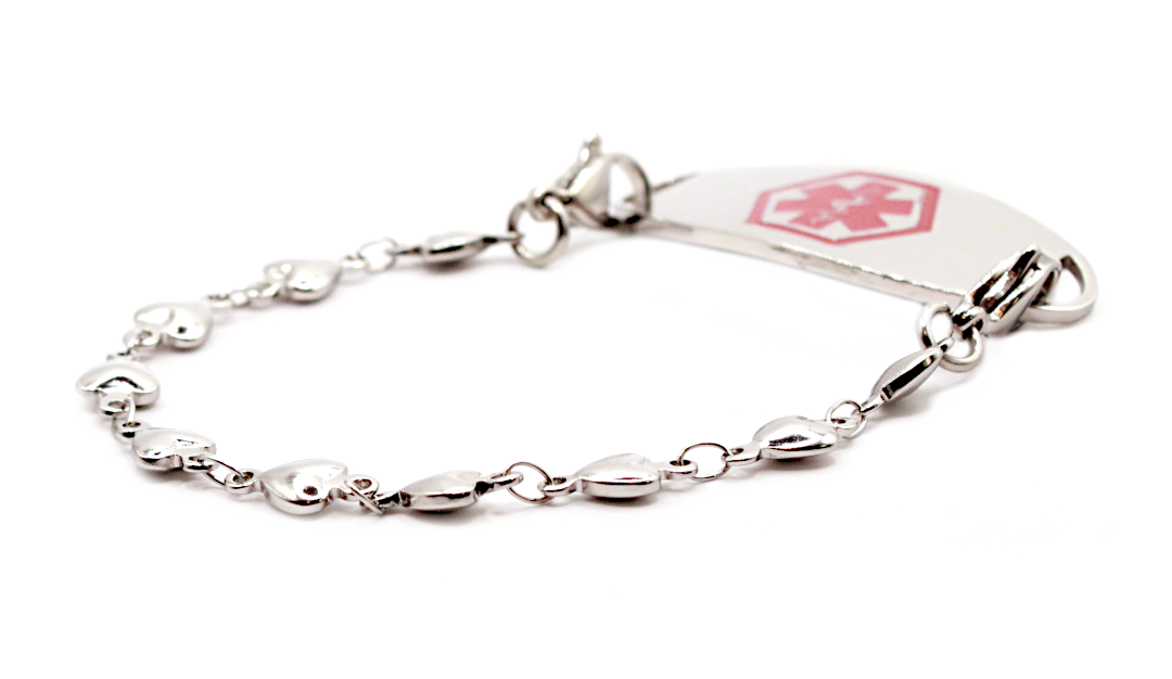 Linked Hearts Stainless Steel Medical ID Bracelet