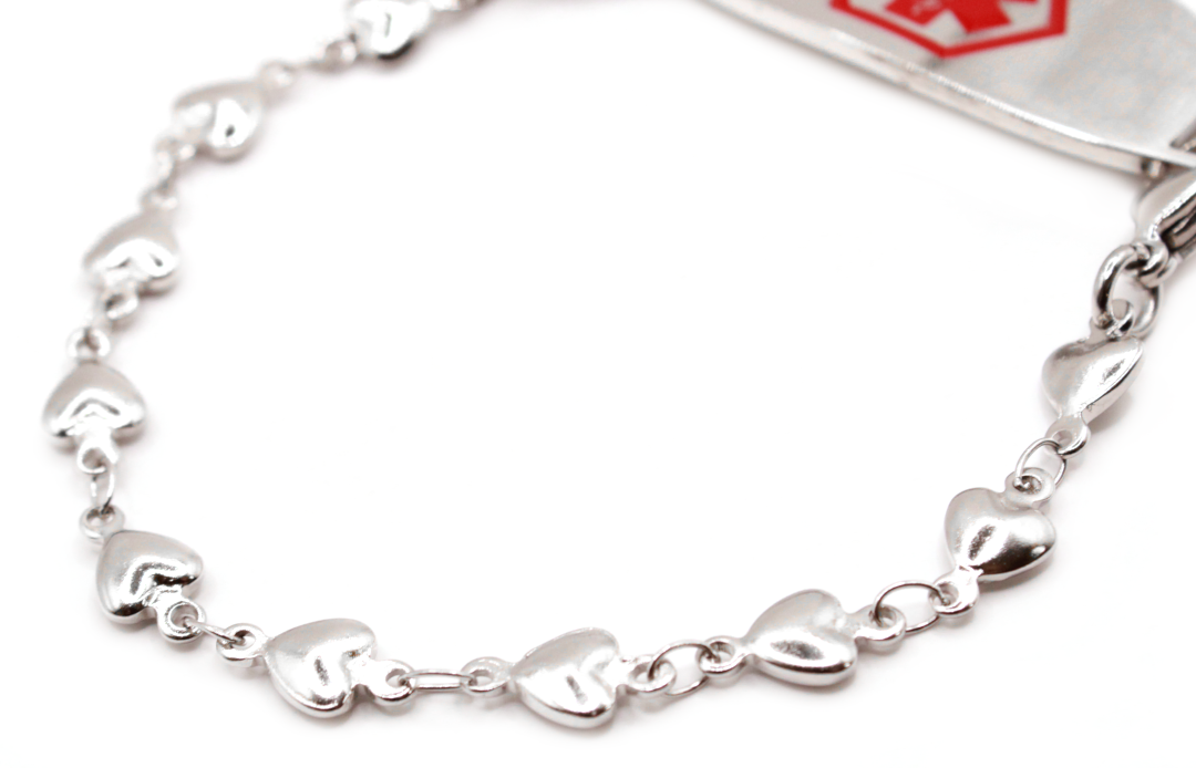 Linked Hearts Stainless Steel Medical ID Bracelet