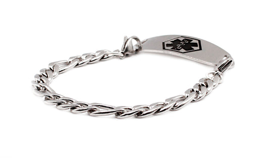Large Silver Figaro Chain Medical ID Bracelet
