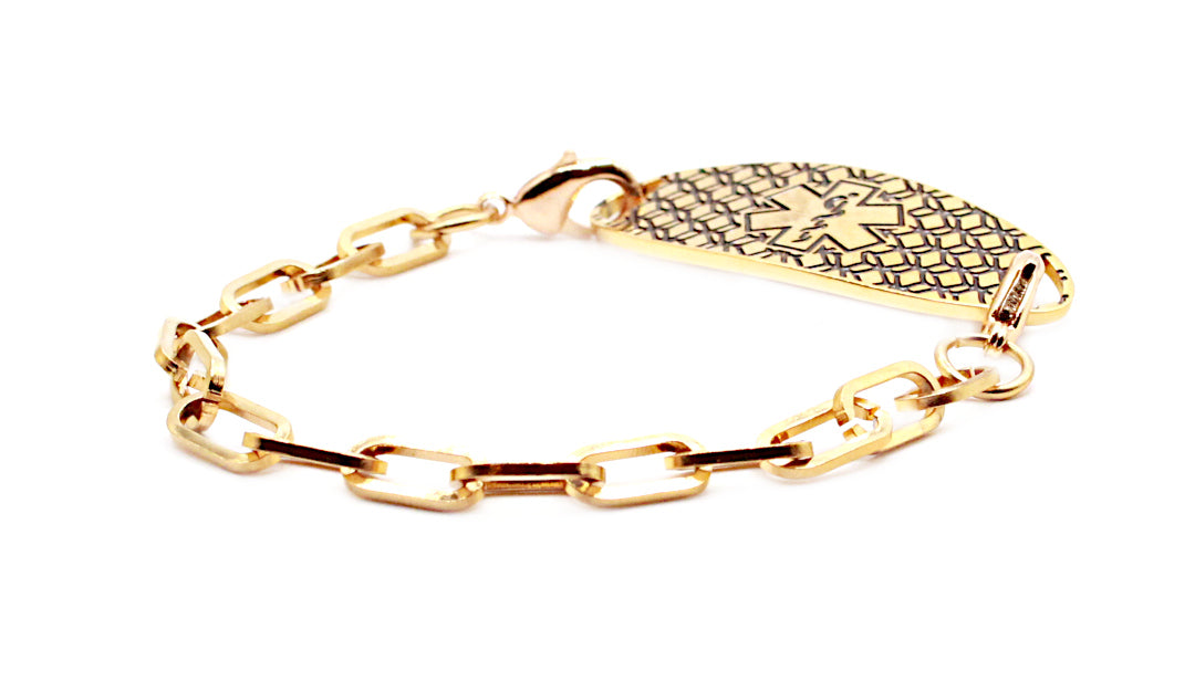 Golden Life Saver Engraved Medical ID Bracelet