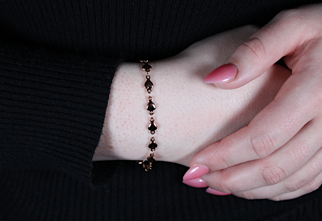 Rose Gold Linked Hearts Medical ID Bracelet