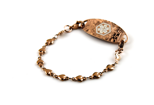 Rose Gold Linked Hearts Medical ID Bracelet
