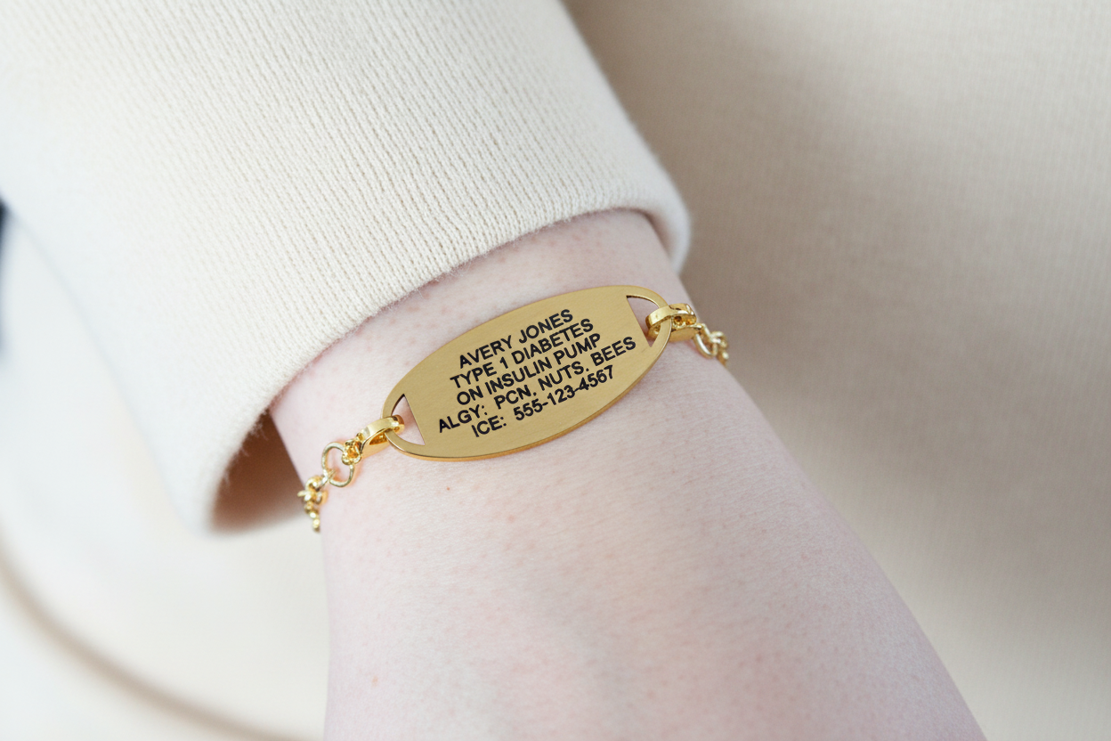 Seafoam & Gold Stretch Medical ID Bracelet
