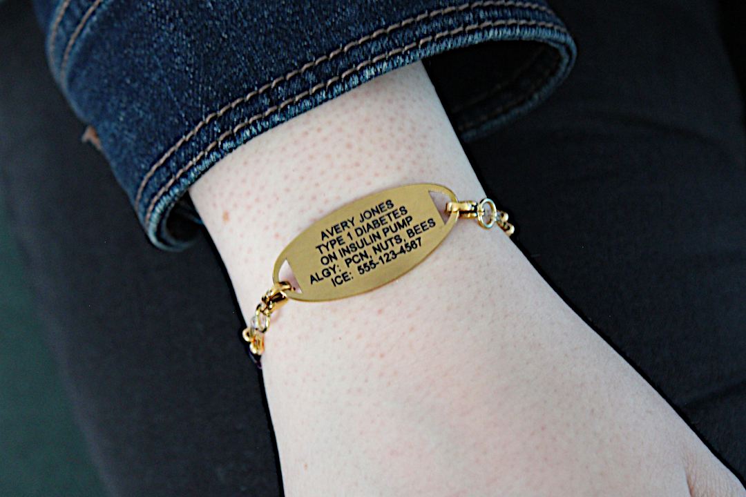 Golden Iris Stretch Medical ID Bracelet