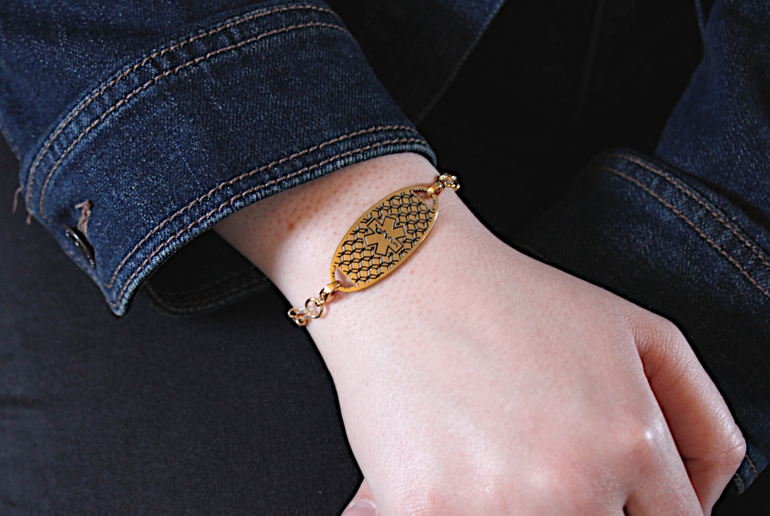 Golden Iris Stretch Medical ID Bracelet