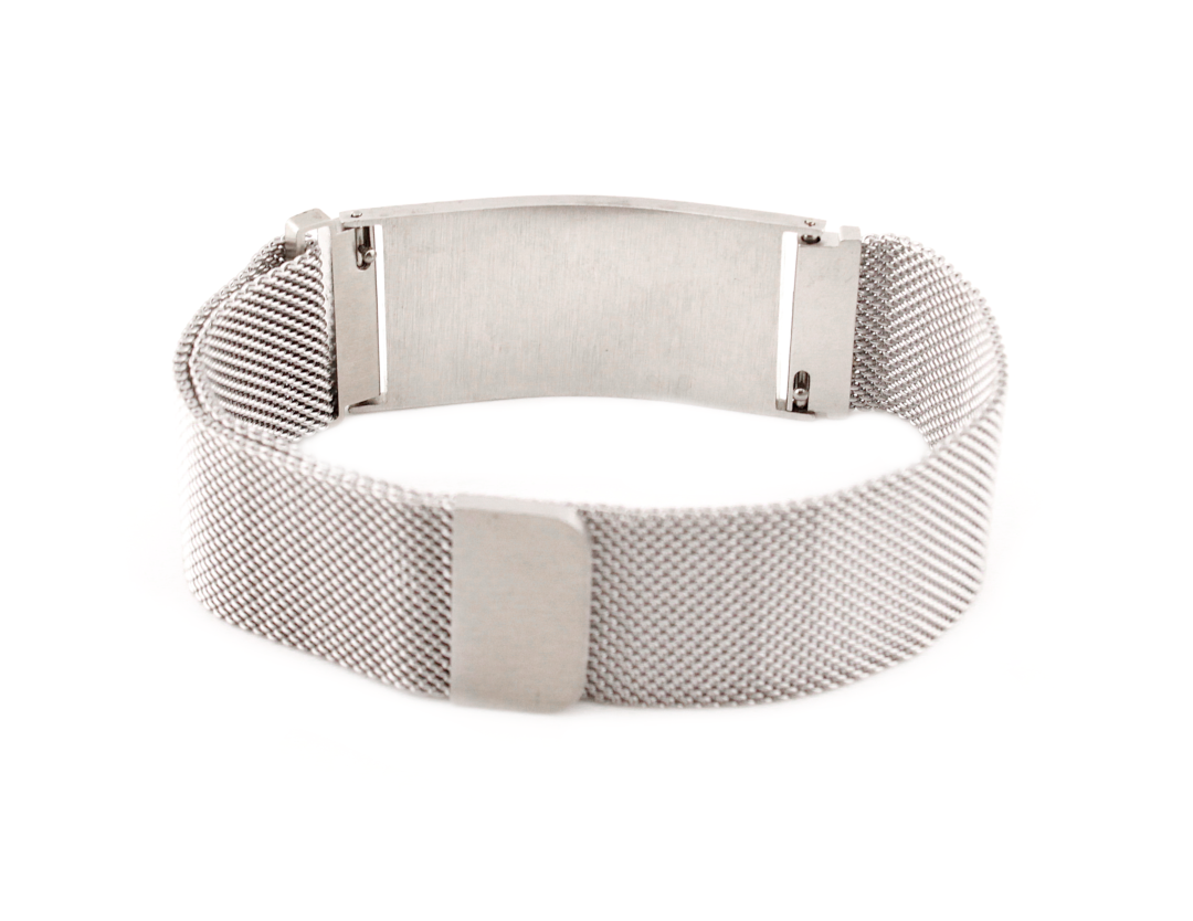 Magnetic Mesh Silver Stainless Steel Medical ID Bracelet