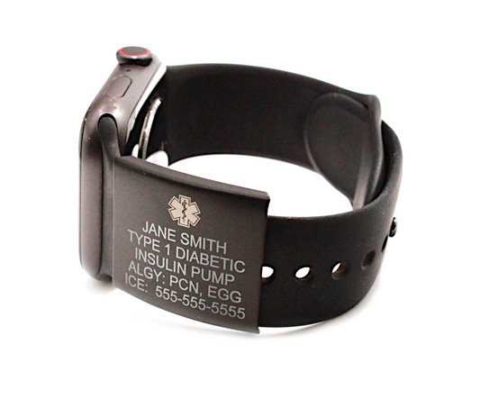 Sleek Black Smartwatch Medical ID Sleeve