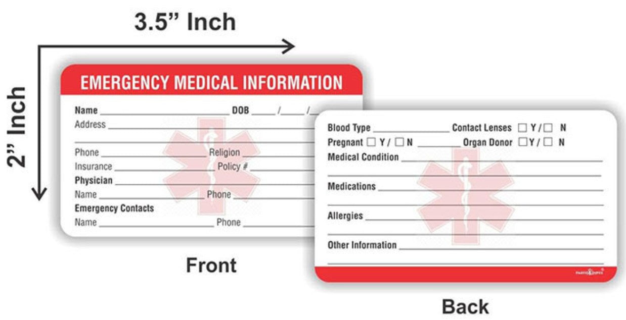Medical Alert ID Wallet Card