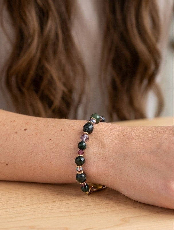 Moss & Amethyst Medical ID Bracelet