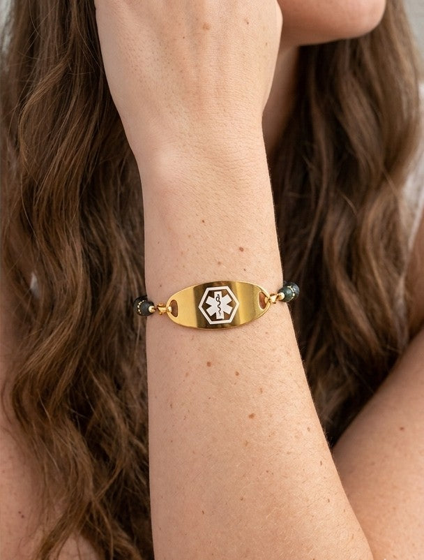 Moss & Amethyst Medical ID Bracelet