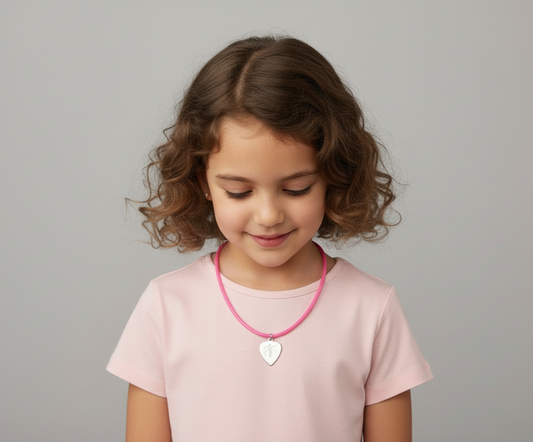 Bubblegum Pink Heart Medical ID Pendant Necklace on Rubber Cord