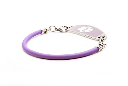 Purple Rubber Sporty Cord Medical ID Bracelet