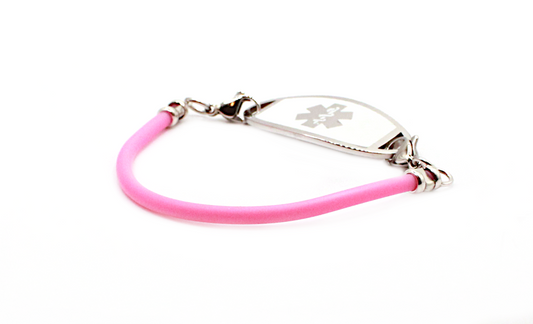 Bubblegum Pink Rubber Sporty Cord Medical ID Bracelet