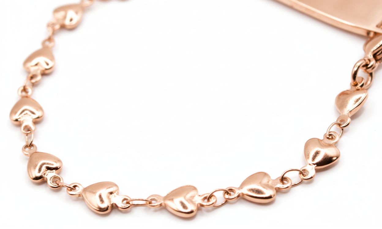 Rose Gold Linked Hearts Medical ID Bracelet