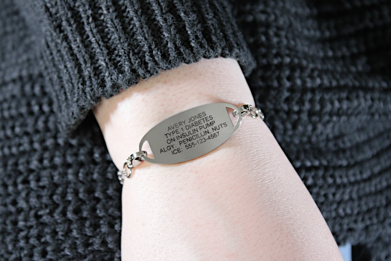 Pearl Elegance Stretch Beaded Medical ID Bracelet