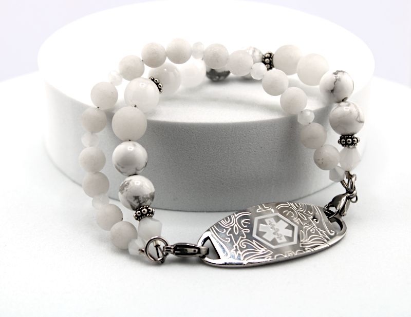 Snow Moon Gemstone Medical ID Bracelet