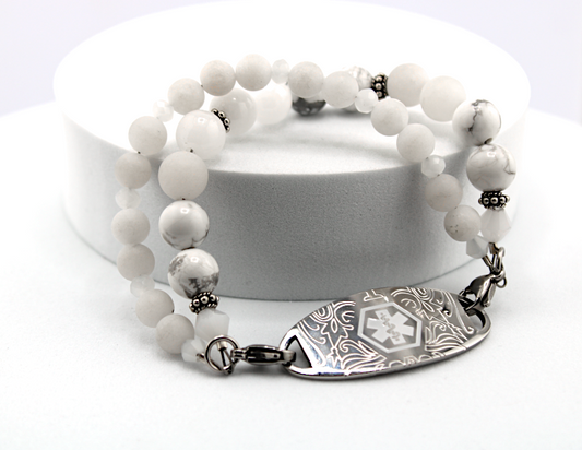 Snow Moon Gemstone Medical ID Bracelet