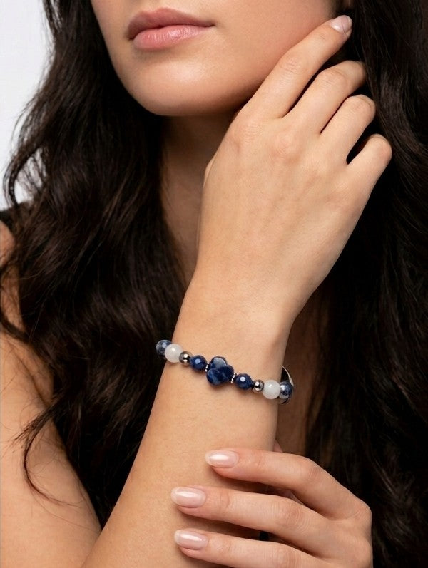 Sodalite Clover Medical ID Bracelet