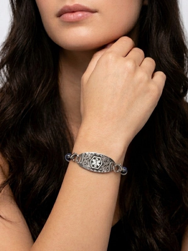 Sodalite Clover Medical ID Bracelet