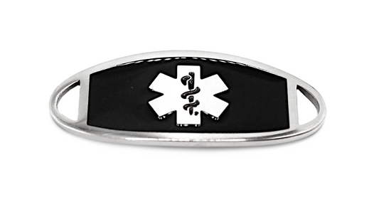Stainless Steel Black Enamel Guardian Medical ID Tag