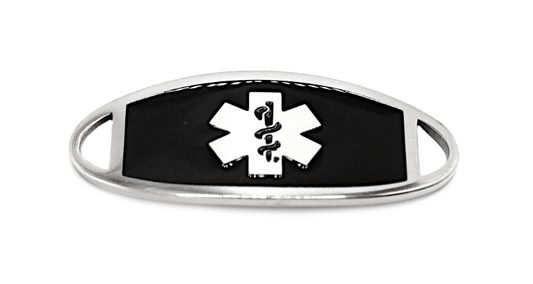 Stainless Steel Black Enamel Guardian Medical ID Tag