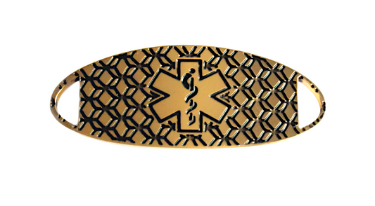 Stainless Steel Gold Vintage Black Medical ID Tag