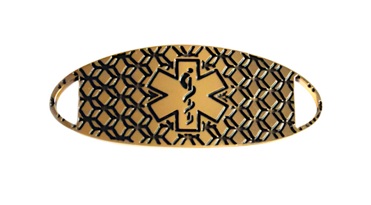 Stainless Steel Gold Vintage Black Medical ID Tag