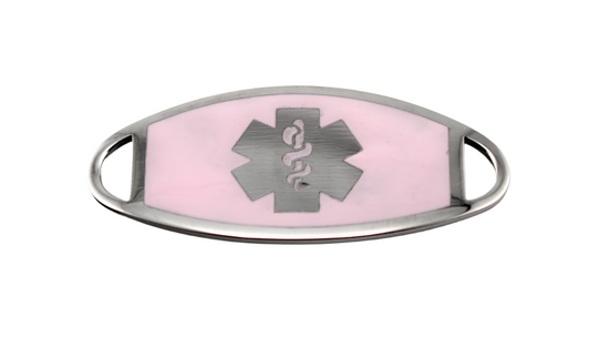 Stainless Steel Pastel Pink Enamel Medical ID Tag