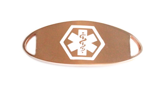 Stainless Steel Rose Gold and White Enamel Medical ID Tag