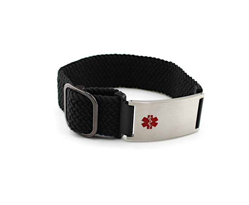 Black Metro Braid Stretch Medical ID Bracelet
