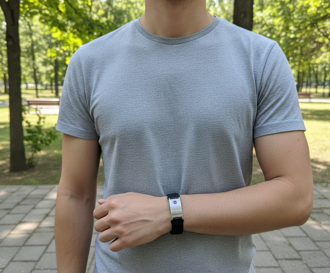 Black Metro Braid Stretch Medical ID Bracelet