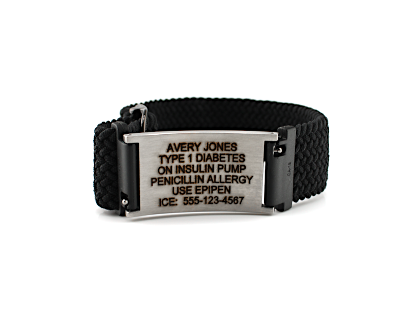 Black Metro Braid Stretch Medical ID Bracelet