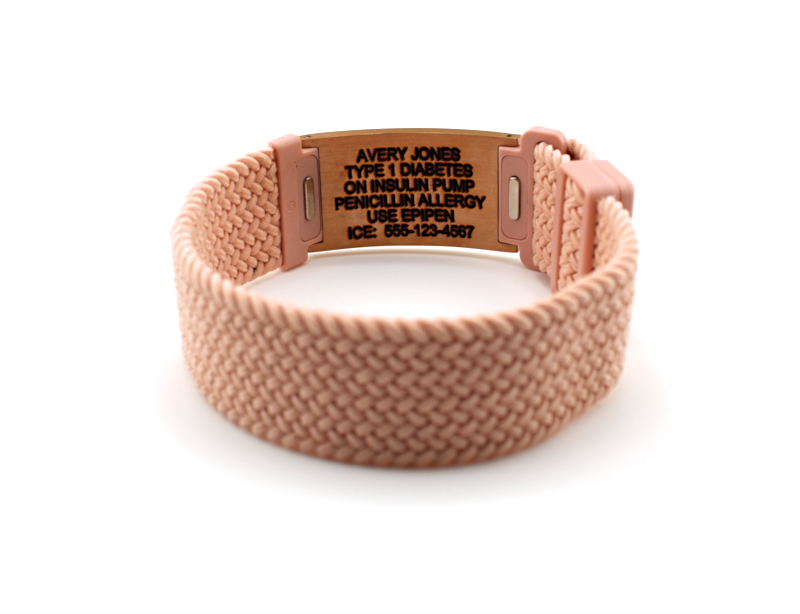 Metro Magnetic Stretch Medical ID Bracelet in Pink & Rose Gold