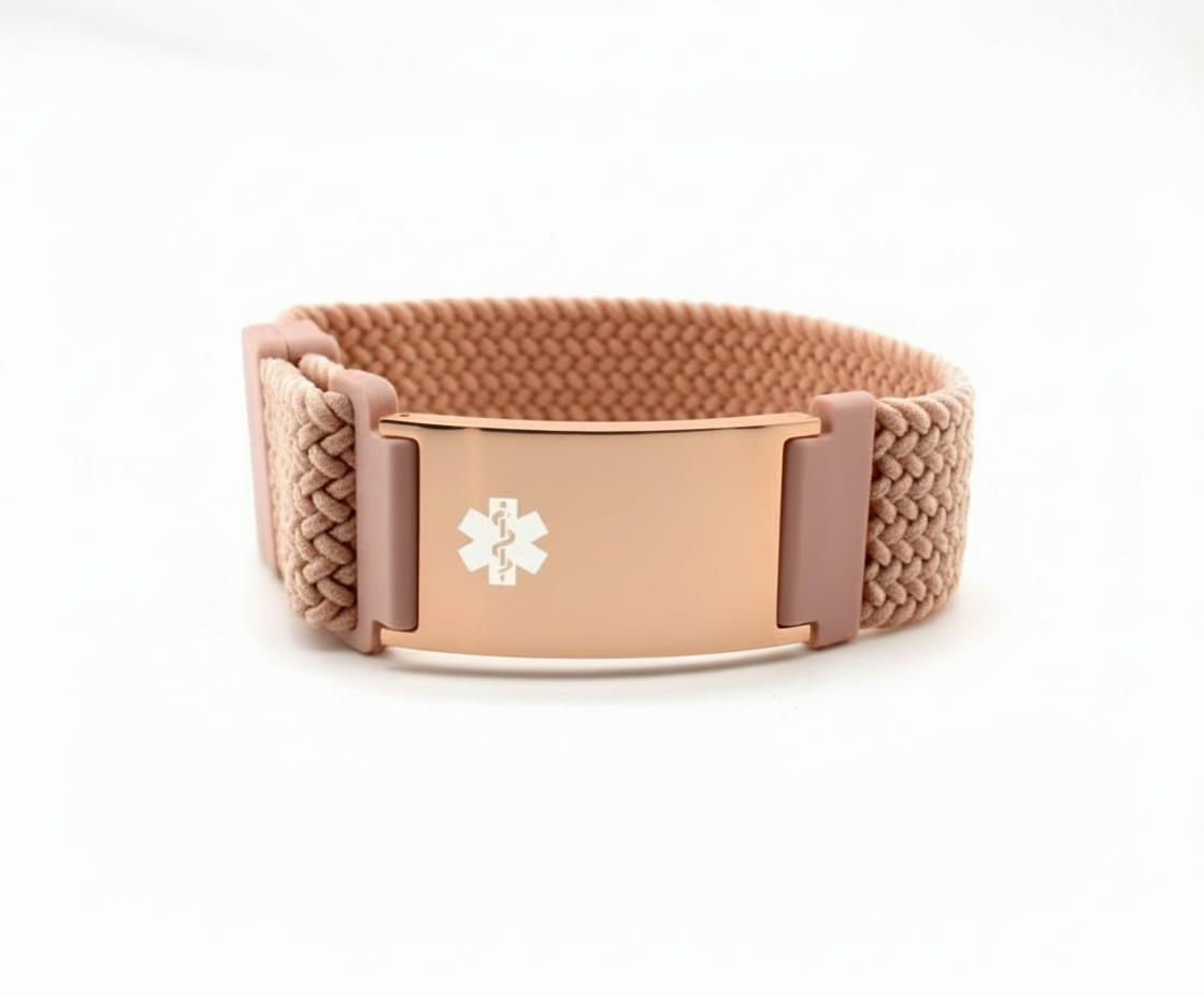 Metro Magnetic Stretch Medical ID Bracelet in Pink & Rose Gold