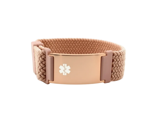 Metro Magnetic Stretch Medical ID Bracelet in Pink & Rose Gold