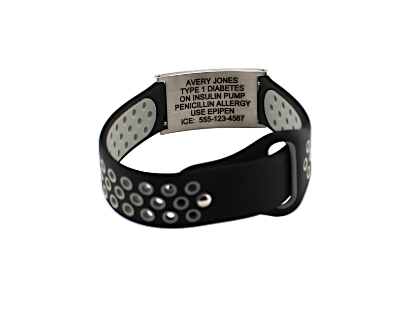 Black & Gray Metro Silicone Medical ID Bracelet