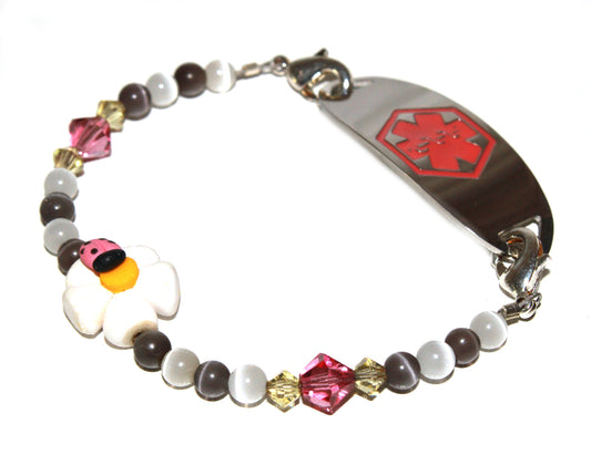 Lucky Ladybug Polymer Clay Medical ID Bracelet